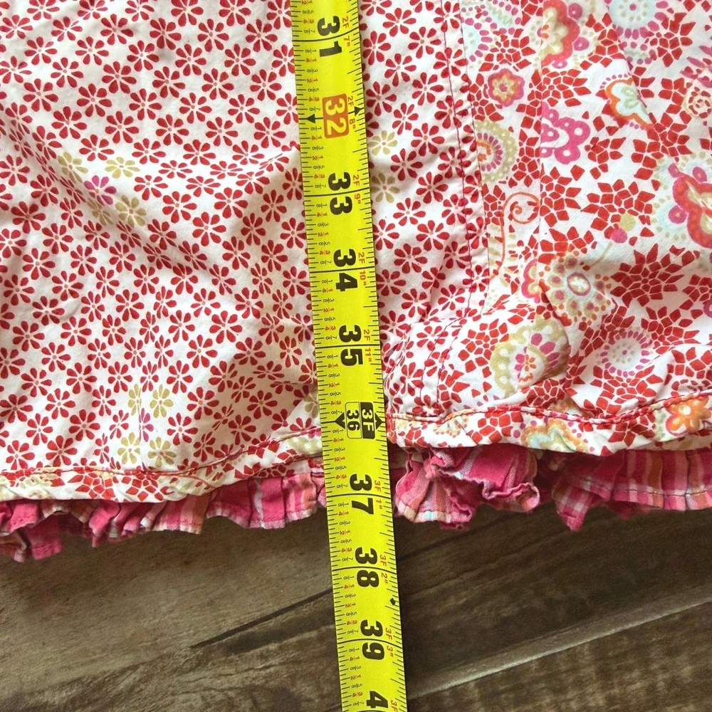 Oilily Women's Vintage Patchwork Floral Applique Plaid Ruffle Maxi Skirt,Pink,34 - Picture 13 of 15